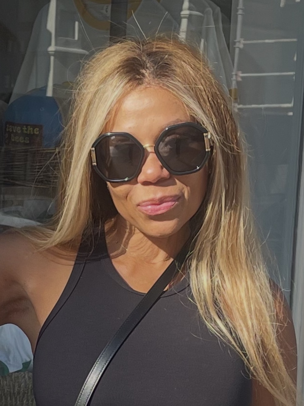 Versace Black Round Oversized Sunglasses with Gold Trim